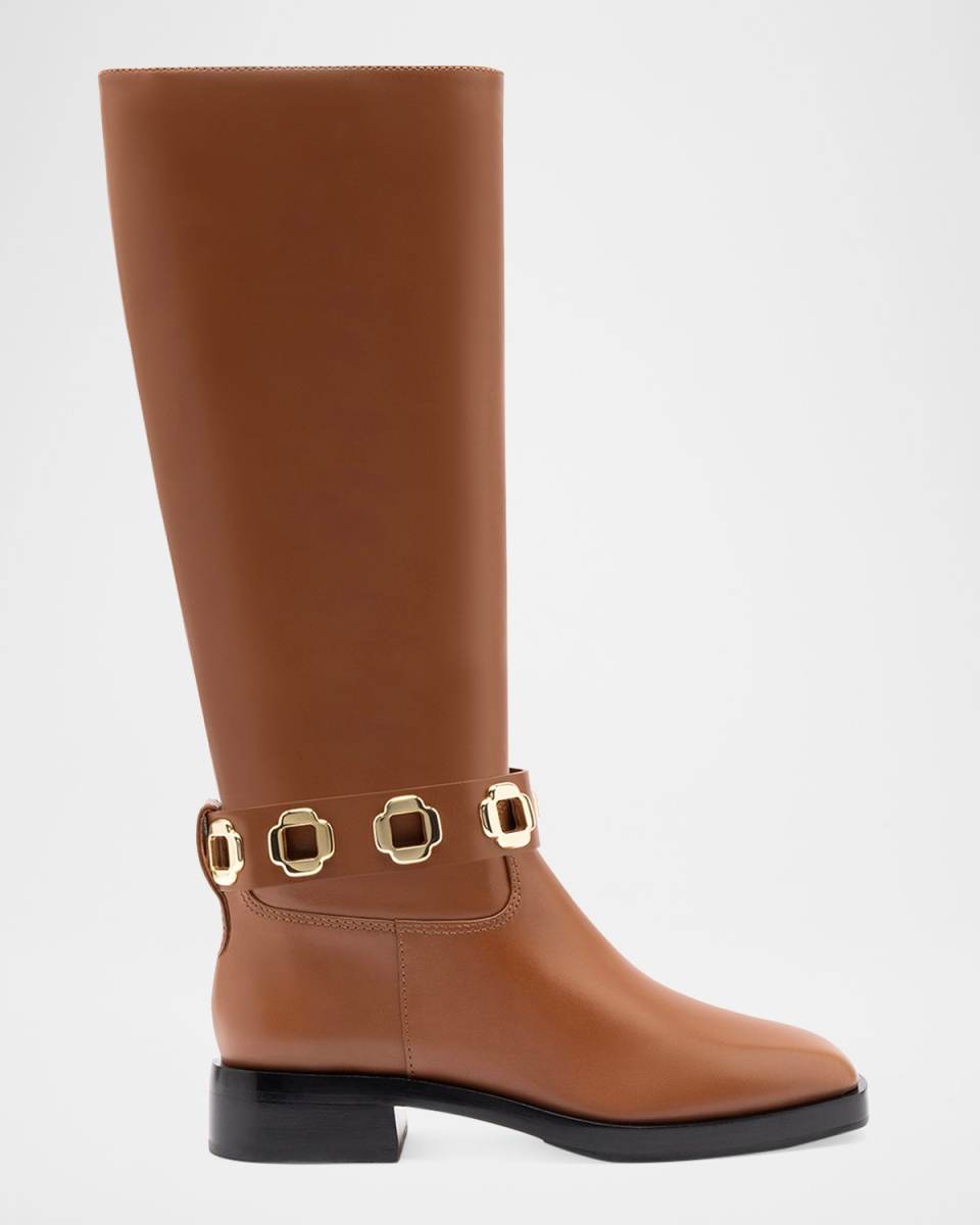 Milan Leather Ankle-Strap Knee Boots
